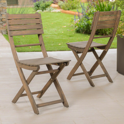 Outdoor Acacia Wood Folding Dining Chair (Set Of 2),Grey