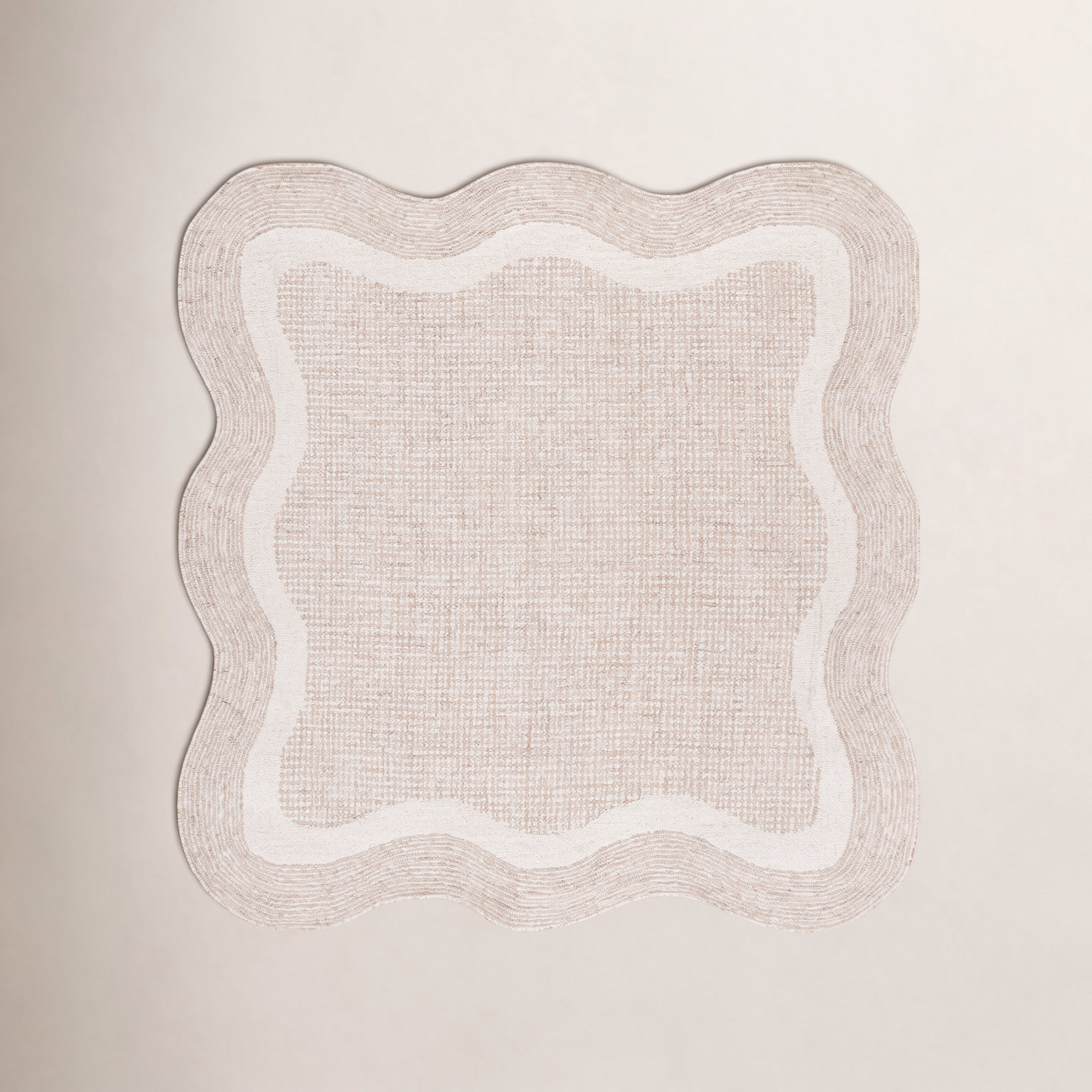 Hand-Tufted Geometric Wool Rug, Square 6'