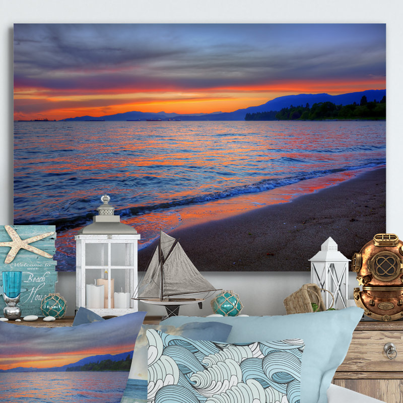 «Rolling Waves And The Sun», reproduction d'art sur toile nautique et côtière, H 8 po x l 12 po x P 1 po, Toile tendue
