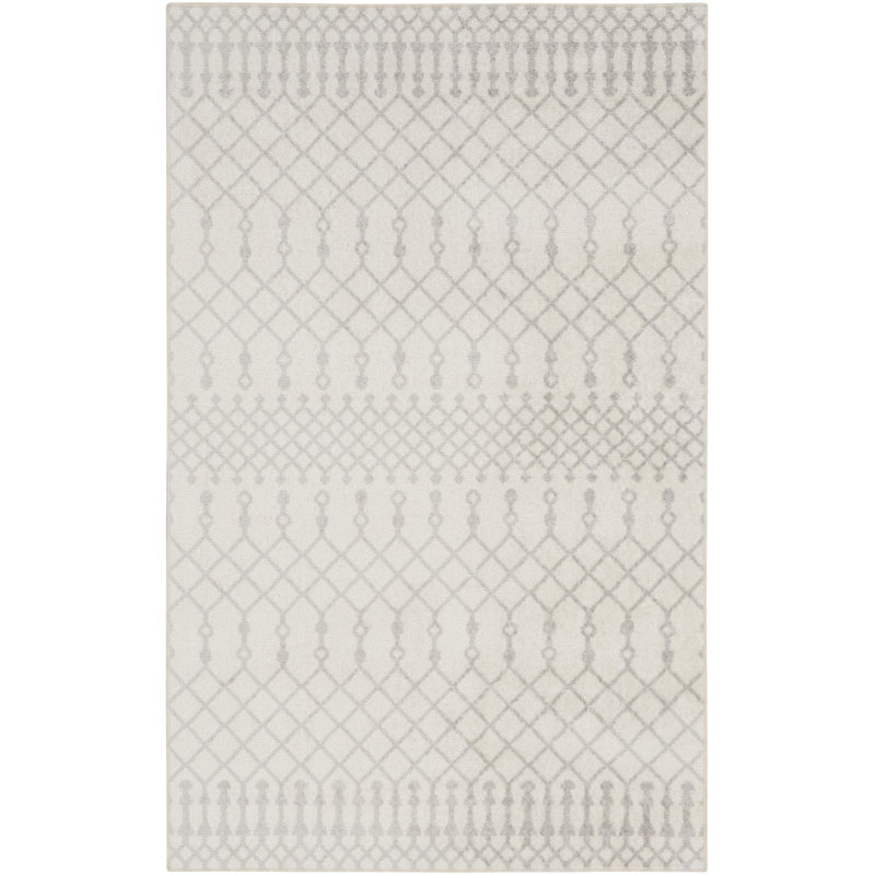 Tapis ivoire marocain lavable à la machine Kenisha, Rectangle 4 pi x 6 pi