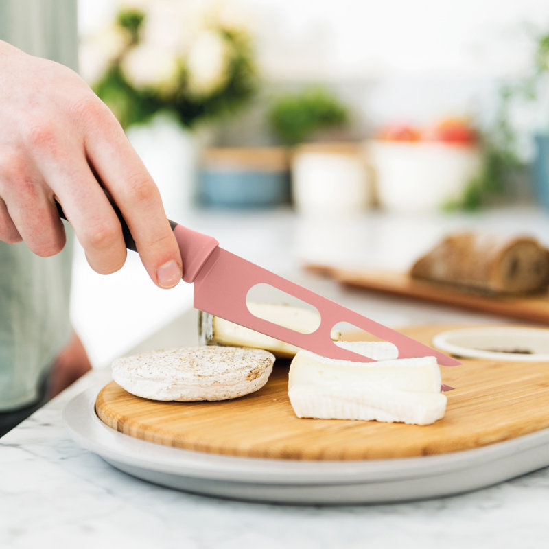 Couteau à fromage en acier inoxydable Leo, 5 po, rose