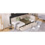 Lit de jour en tissu de lin beige avec cadre de lit simple et 2 tiroirs - aucun sommier requis, rangement polyvalent pour la décoration de la chambre à coucher dans le revêtement requis-1926260906