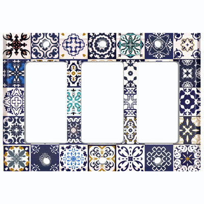 Patterned 3 - Gang Rocker Standard Wall Plate
