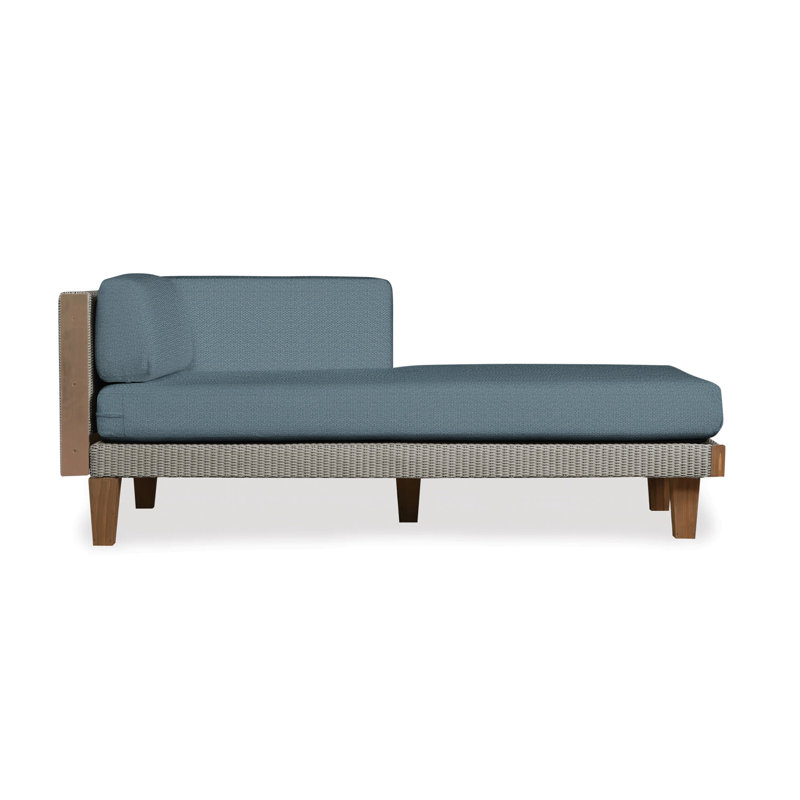 Catalina Outdoor Teak Chaise Lounge, Rollo Linen, Pewter