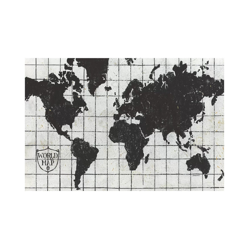 Black Gild World Map I Crest by Kathrine Lovell - Wrapped Canvas Gallery-Wrapped Canvas Giclée, 101.6 cm H x 66.04 cm W