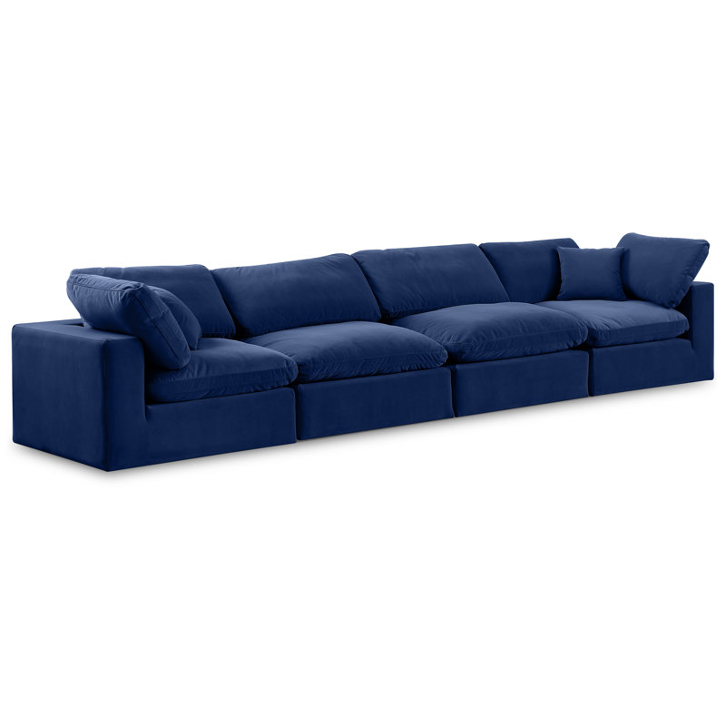 Isyla 158'' Velvet Sofa, Navy Velvet