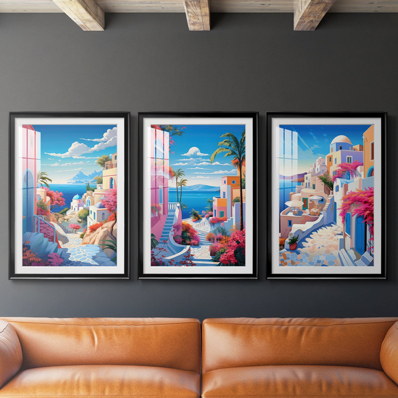 «Steppingstones To the Sea I», impression encadrée sur mesure de qualité supérieure - 3 pièces, Noir, H 21 po x l 30 po