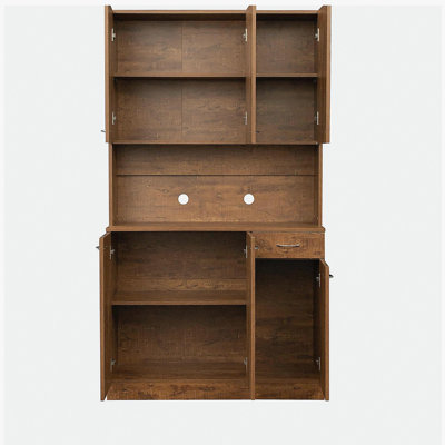 70,87 "de hauteur avec garde-robe et armoire de cuisine, avec 6 portes, 1 tablette ouverte et 1 tiroir pour la chambre à coucher, noyer