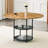 Modern Splicing Circular Dining Table with Double-Layer Storage and Fan-Shaped Design