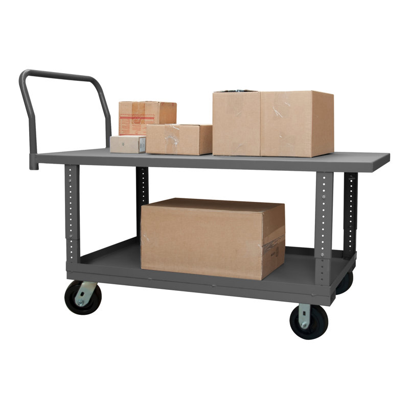 Chariot à plateforme 2 niveaux à capacité de 2 000 lb, H 51,32 po x l 51,63 po x P 24,38 po