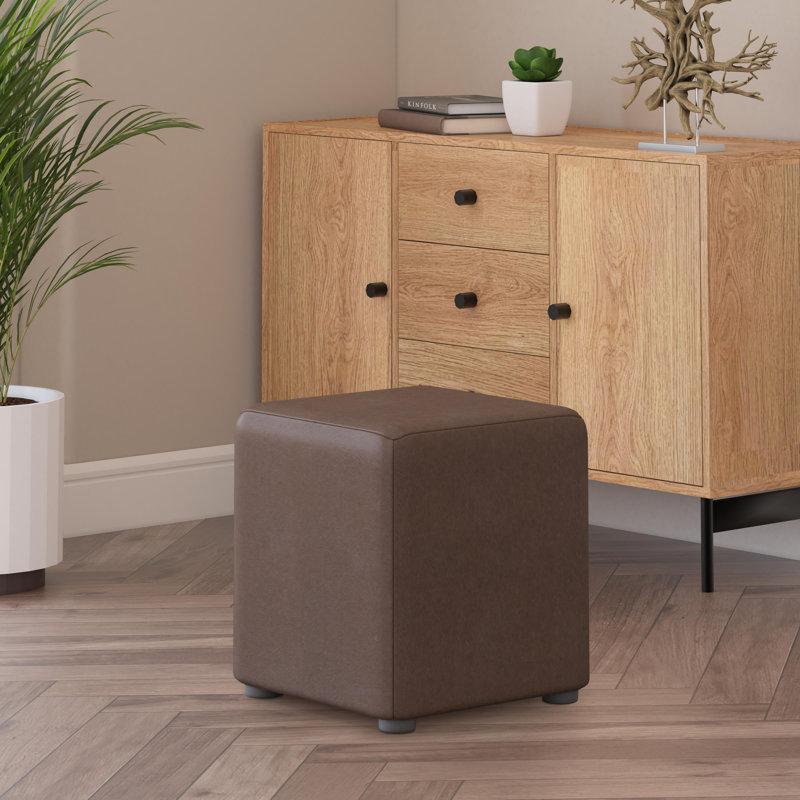 Faux Leather Cube Seating, Chocolate Brown