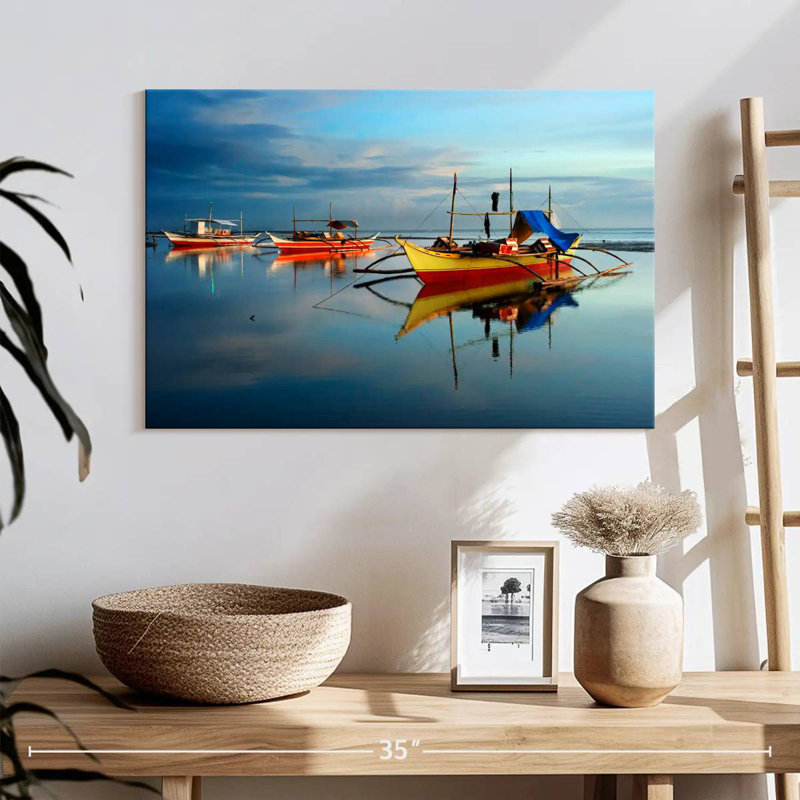 Senne, bateaux de pêche philippins, H 16 po x l 24 po