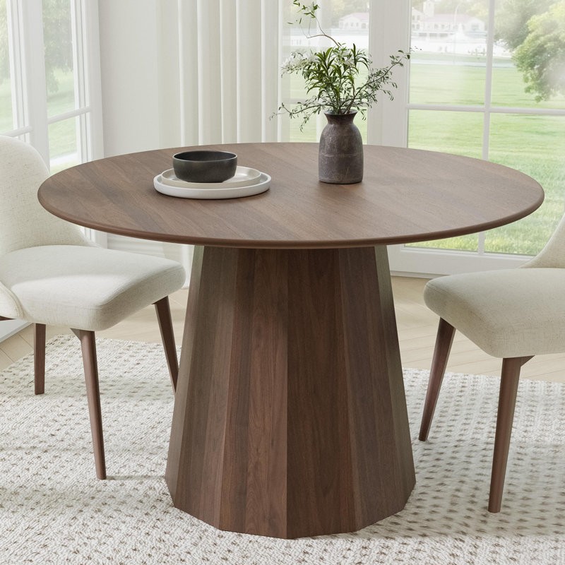 Table de salle à manger en bois massif, Noyer, H 30 po x L 46 po x l 46 po