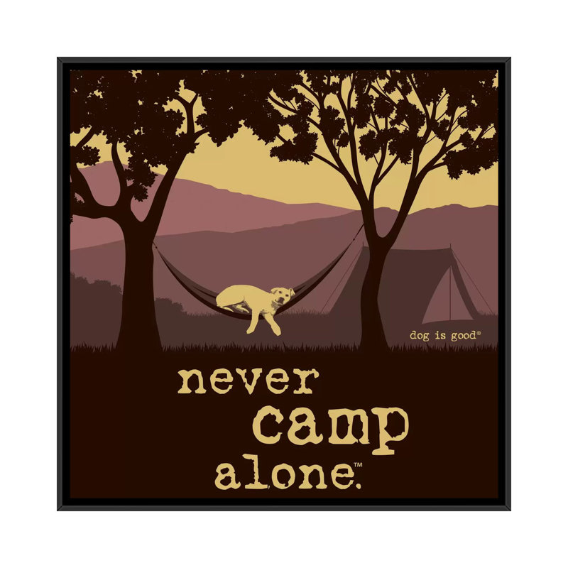 «Never Camp Alone II», impression sur toile, H 37 po x l 37 po x P 1,5 po, Toile avec cadre flottant noir, Pas de tapis