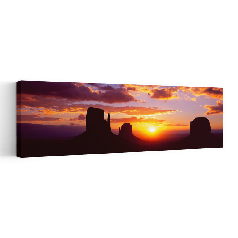 Silhouette de buttes au coucher du soleil, Monument Valley, Utah, États-Unis, art contemporain abstrait, art mural paysage