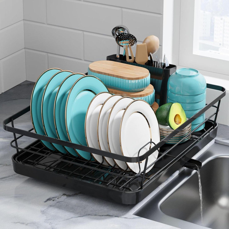 Égouttoir à vaisselle en acier inoxydable avec égouttoir pour comptoir de cuisine