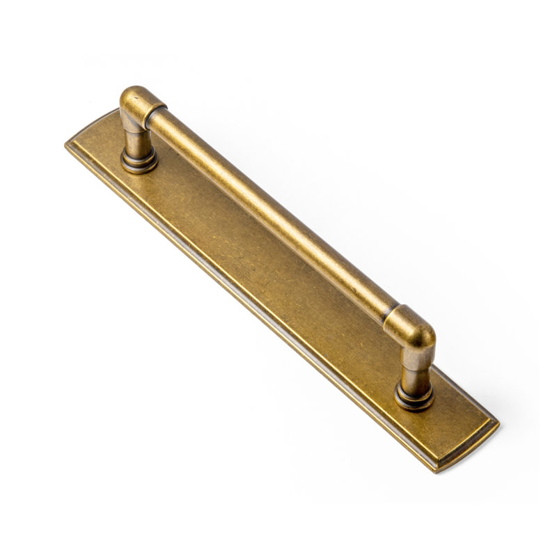 Pipe-Shaped Cabinet Handles With Backplate(G011), 5", Antique Brass