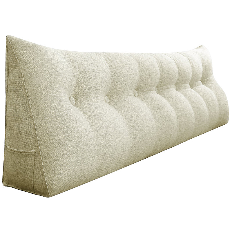 Sit-up Back Comfort Large Triangular Bolster Headboard Reading Wedge Pillow Versatile Bed Rest Positioning Support, Ivory