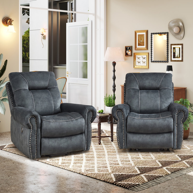 Fauteuil inclinable électrique lève-personne de 39,37 po de largeur avec massage, chaleur et USB + charge de type C (ensemble de 2)