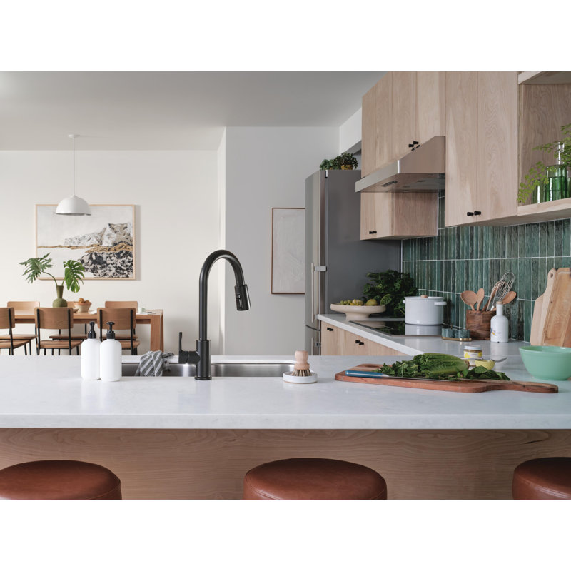 Peerless Flute Ceramic Valve Kitchen Faucet, Matte Black, 1.5