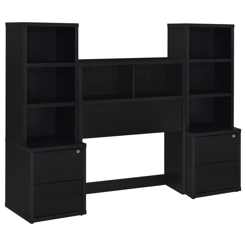 Zaanstad 3-Piece Bedroom Set Bookcase Headboard, Twin, Black