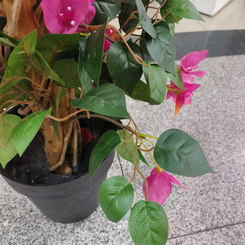 Bougainvilliers artificiels, faux arbre de bougainvillier avec pot en plastique noir, H 49,21 po x l 7,87 po x P 7,87 po