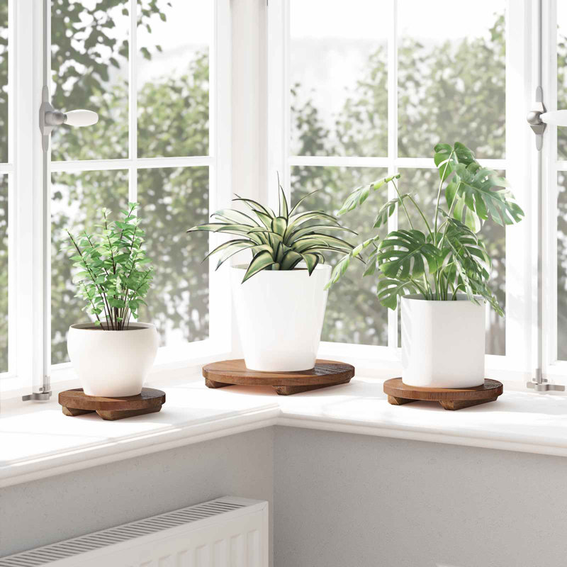 Plant Stool 3 Pcs Brown Mahogany Wood Stand Garden Decor Display Shelf