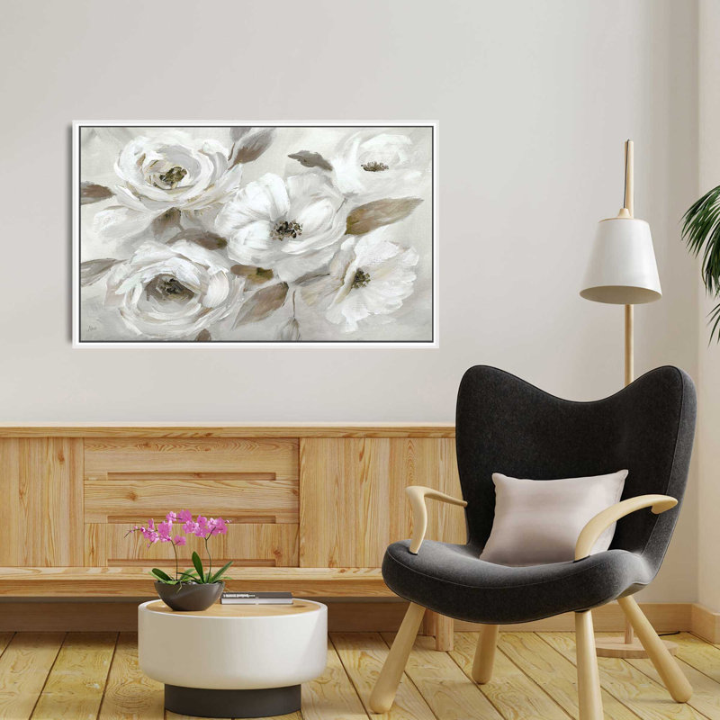 " Winter White " by Nan Painting Print, 33.5" W x 21.5" H, White Framed