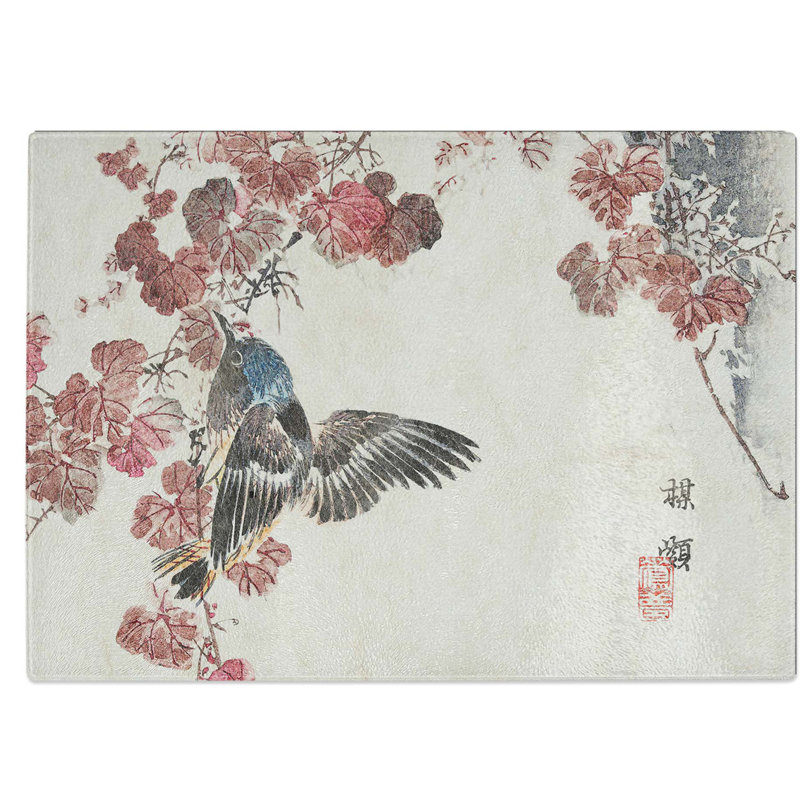 Tempered Glass Bird in a Tree Chopping Board, 39 cm W x 28.5 cm L