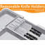 Organisateur de tiroir Silverware pour la cuisine, organisateur de tiroir ajustable pour ustensiles avec 2 porte-couteaux, couverts sans BPA et porte-couverts, rangement en plastique extensible pour cuillères, couteaux et fourchettes (gris)