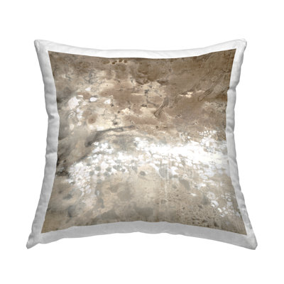 Coussin décoratif abstrait à imprimé abstrait brun par Liz Jardine
