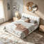 Grand lit plateforme tapissier Boucle-547732559