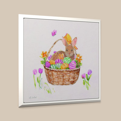 Bunny in a Basket by Sally Swatland - Graphic Art on Canvas