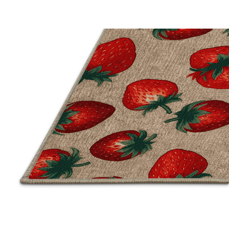  Tapis lavable à la fraise, Rond 8 pi
