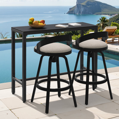 2 - Person Patio Metal Dining Set With Rectangular Table , Cushions Included