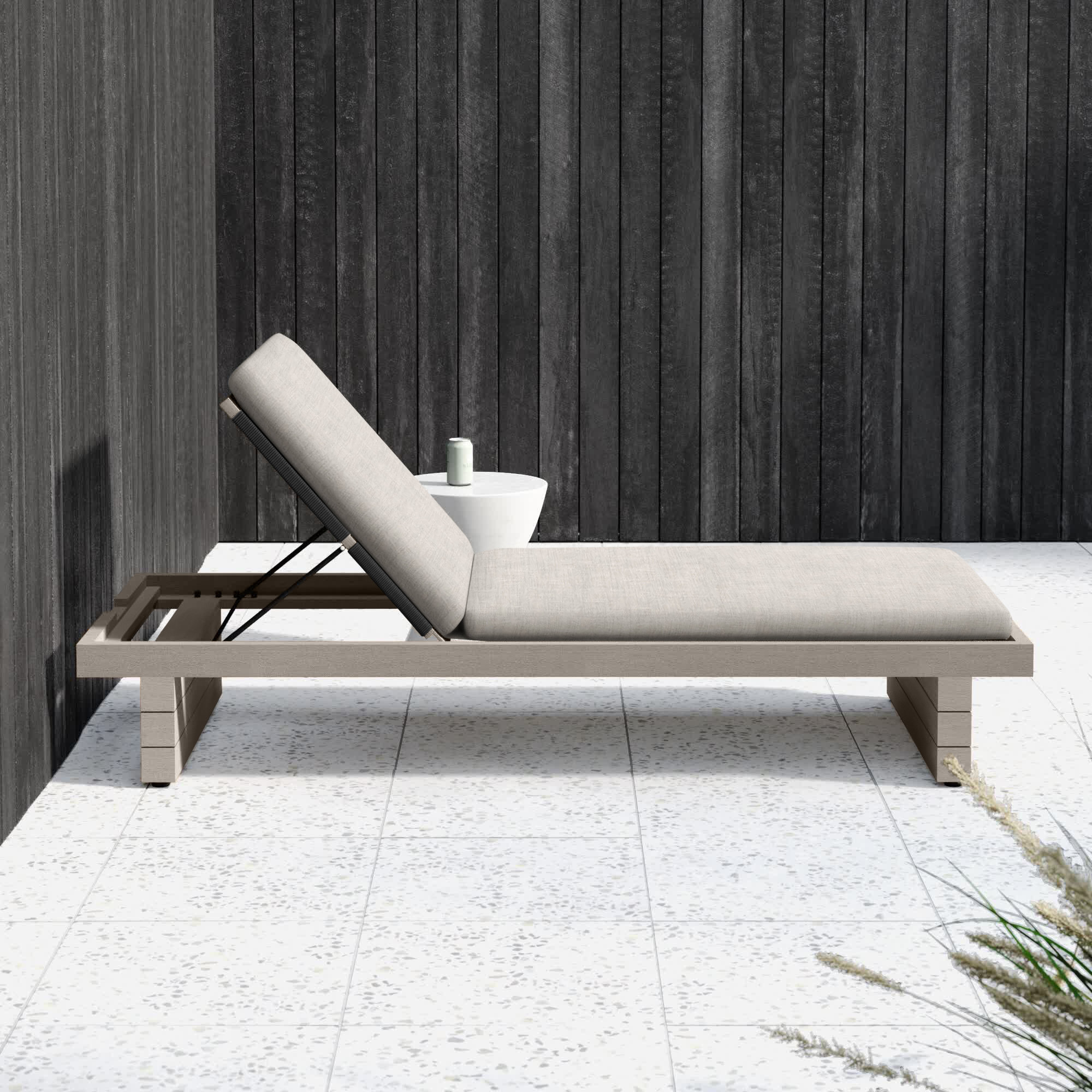 Davie 31.5'' Outdoor Teak Chaise Lounge, Stone Gray, Gray