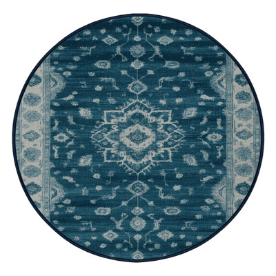 Machine Washable Overdyed Blue Area Rug
