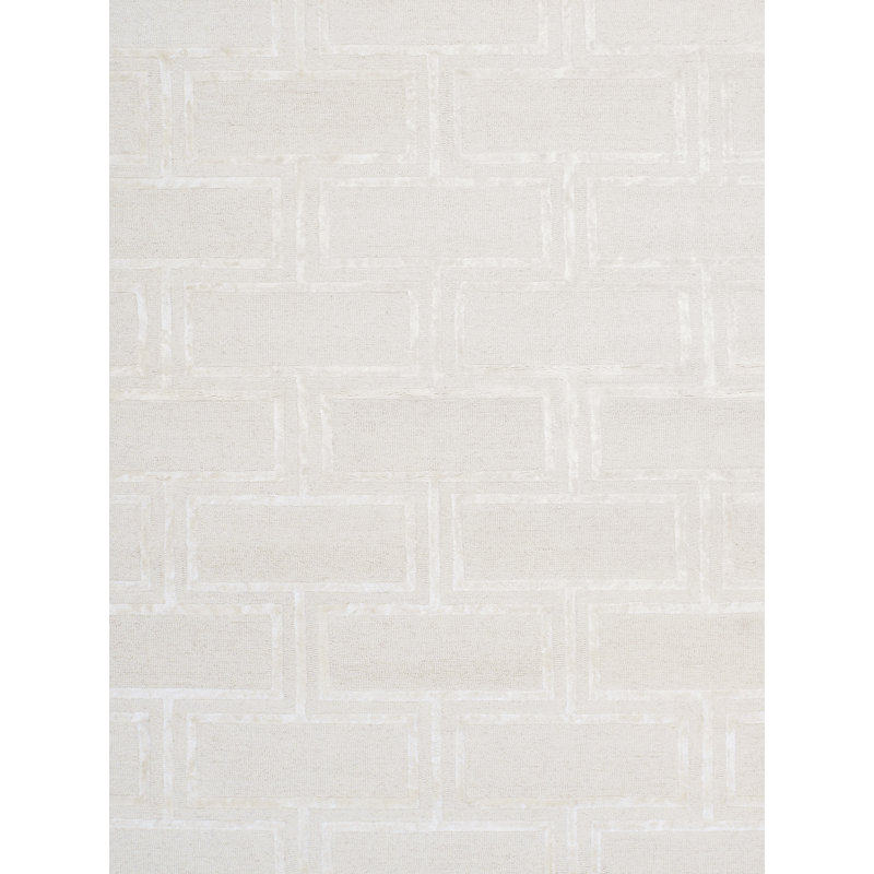 Tapis ivoire en soie et laine touffetés à la main, Rectangle 8 pi 9 po x 11 pi 9 po