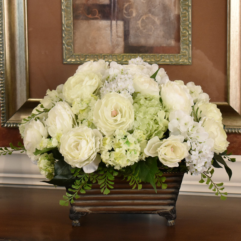 10 " Faux Silk Peony and Rose Arrangement