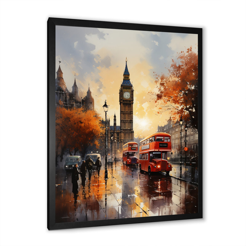 Angleterre, paysage urbain, paysage urbain IV - décoration murale paysages urbains, L 12 po x H 20 po, Cadre photo noir