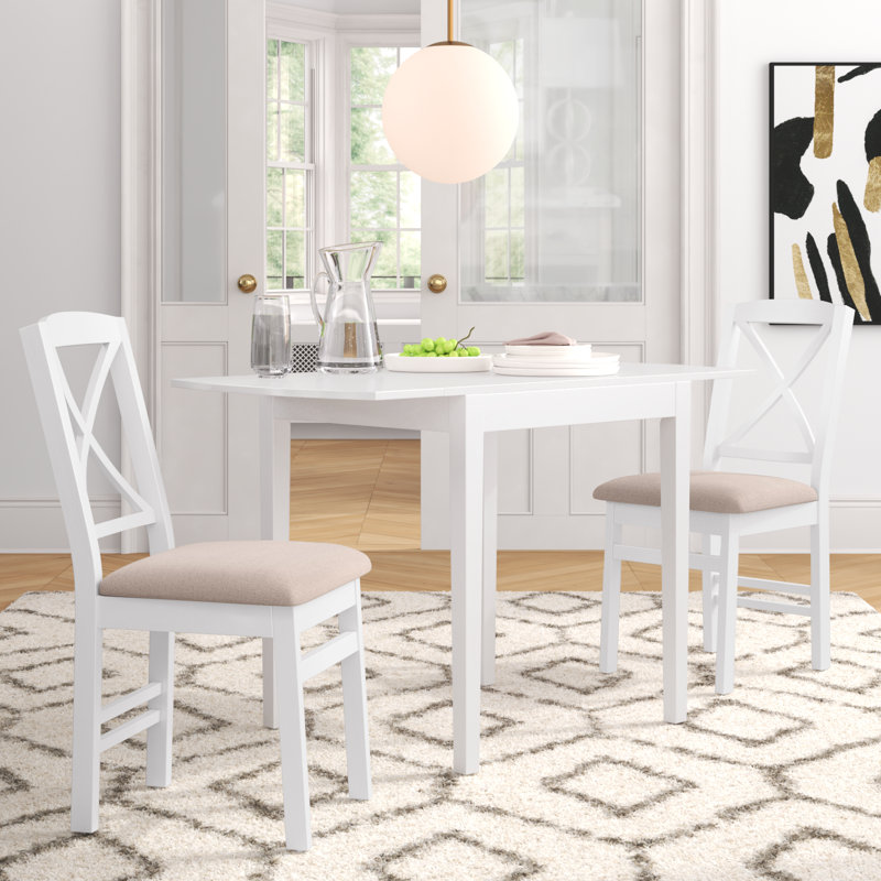 Aitana Drop Leaf 3-Piece Dining Set, White