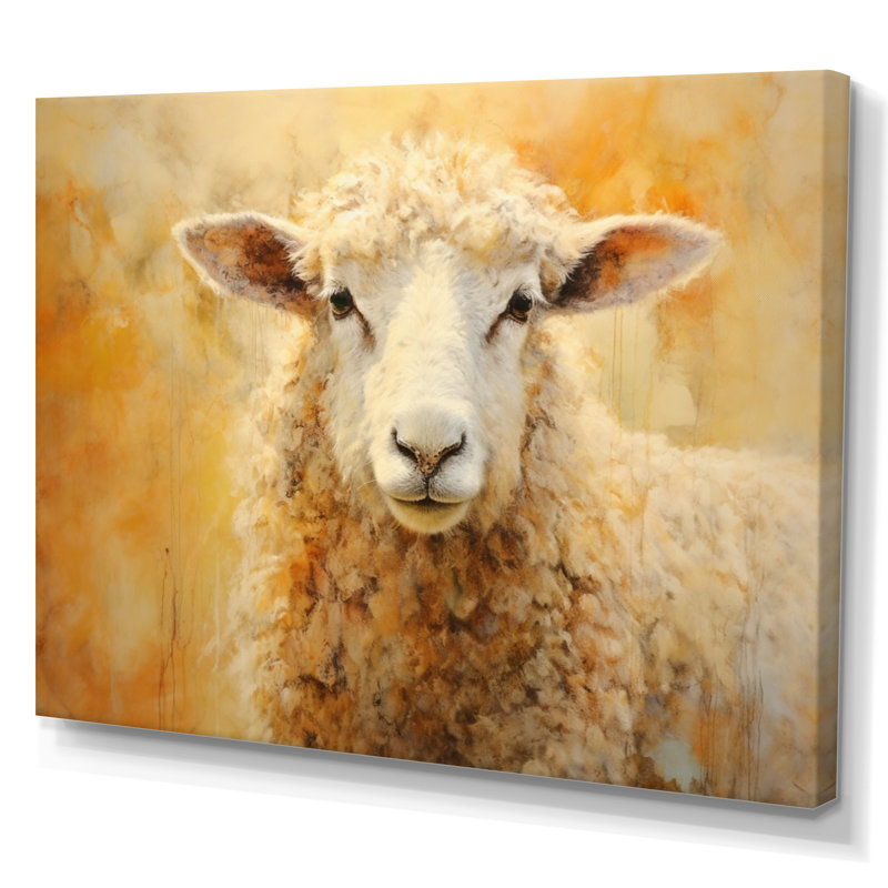 Encaustique jaune et mouton beige II - imprimé, 12" H x 20" W, Toile tendue