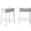 Ensemble de 2 tabourets de bar, siège en velours gris, fini blanchi, structure en bois massif.-133969718-133969719-133969721