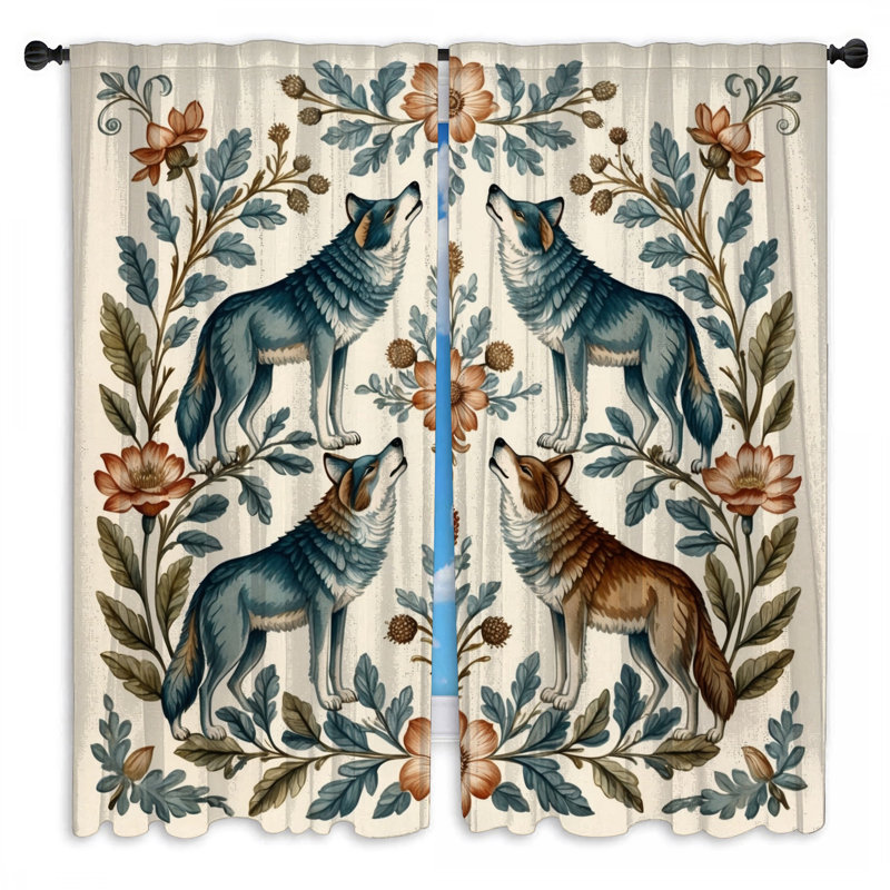 Loups et voilages à motif floral loup - 2 panneaux, 40 po x 60 po - 2 panneaux, Obscurcissement de chambre