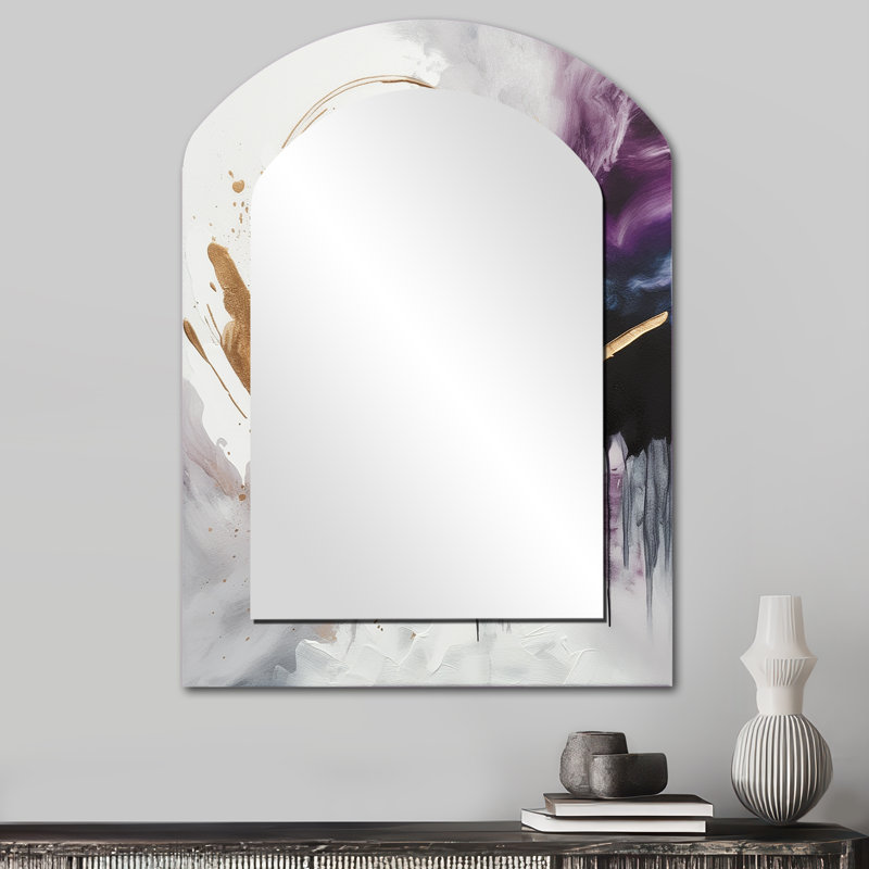 Circlar Design Solid Marble Art II - grand miroir asymétrique en marbre, miroir mural décoratif arche moderne, impression d'art en métal