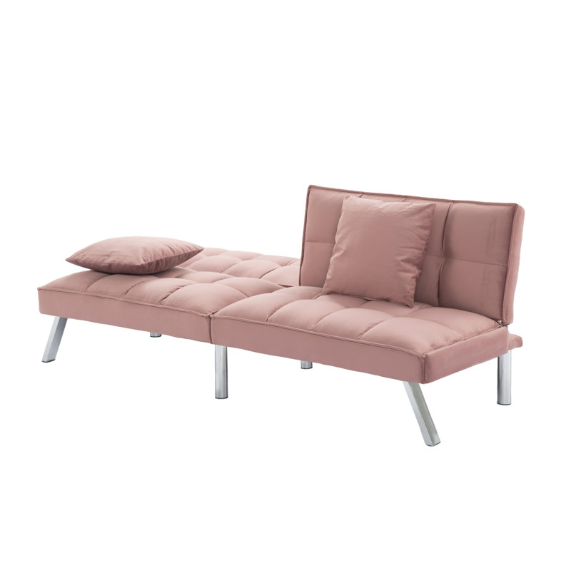 73'' Tufted Convertible Sleeper Futon Sofa, Pink