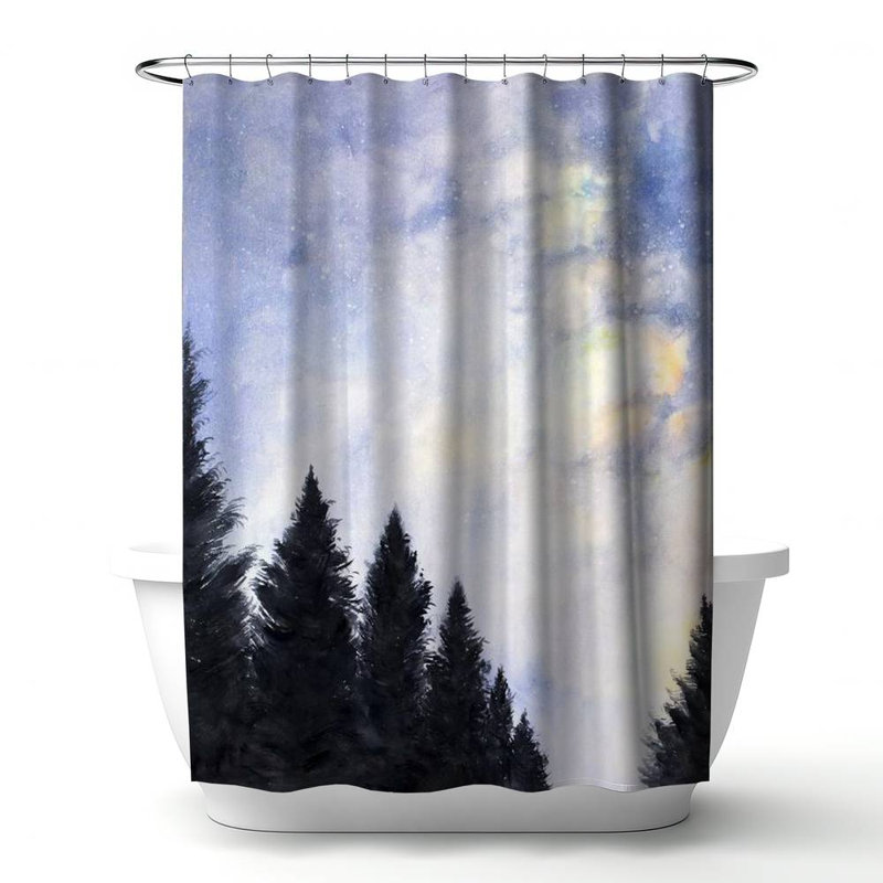 Shower Curtain LA126 – Polyester Shower Curtain, Dye Sublimation Print, 71" W × 74" L, Blue