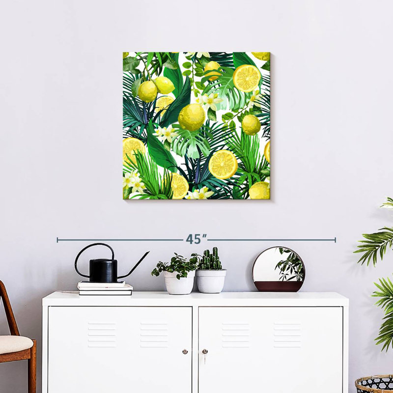 Feuilles et citrons, H 24 po x l 24 po