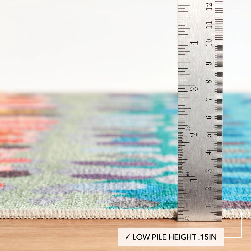 Paint Chip Multi Machine Washable Rug, Rectangle 4' x 6'