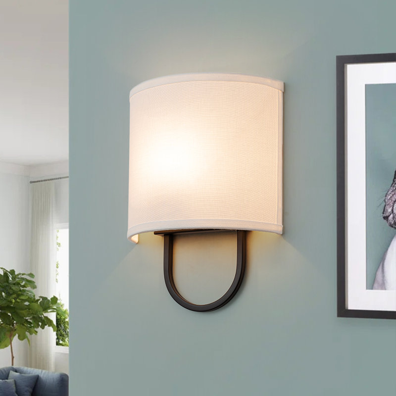 1-Light Coastal Style Fabric Wall Sconce, Oil Rubbed Bronze